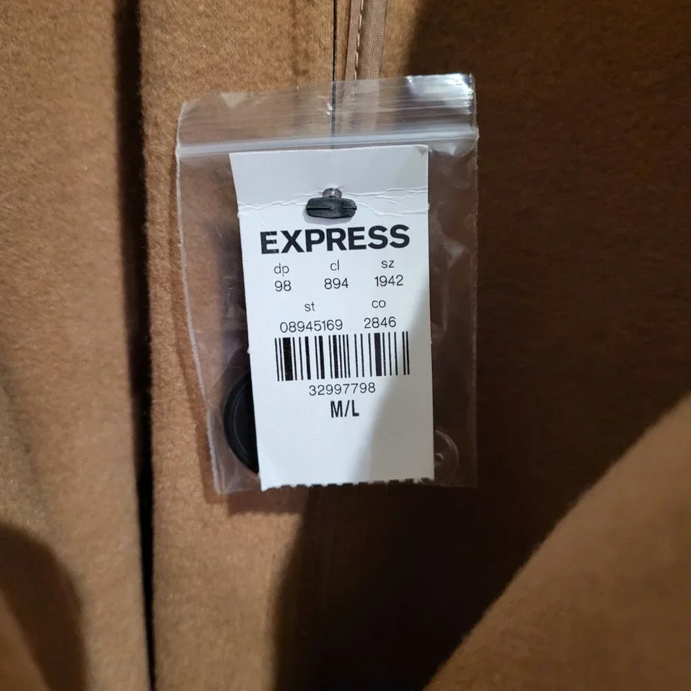 New Express wool poncho coat in BUTTERSCOTCH:M/L - Picture 3 of 10